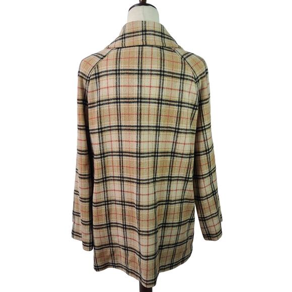 Dalton USA Made Tan Red Black Plaid Wool Lined Vintage Coat Jacket Blazer 14 - Picture 3 of 4